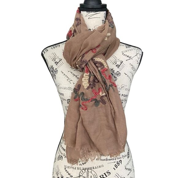 Boho Embroidered Colorful Scarf in One Size - Picture 2 of 7